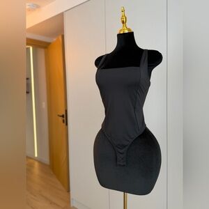 Black Open Tie-Back Bodysuit